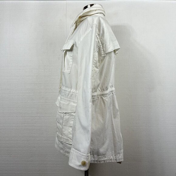 ATM Anthony Thomas Melillo M Womens White Field Full Zip Drawstring Zip Up Hood - Picture 5 of 13